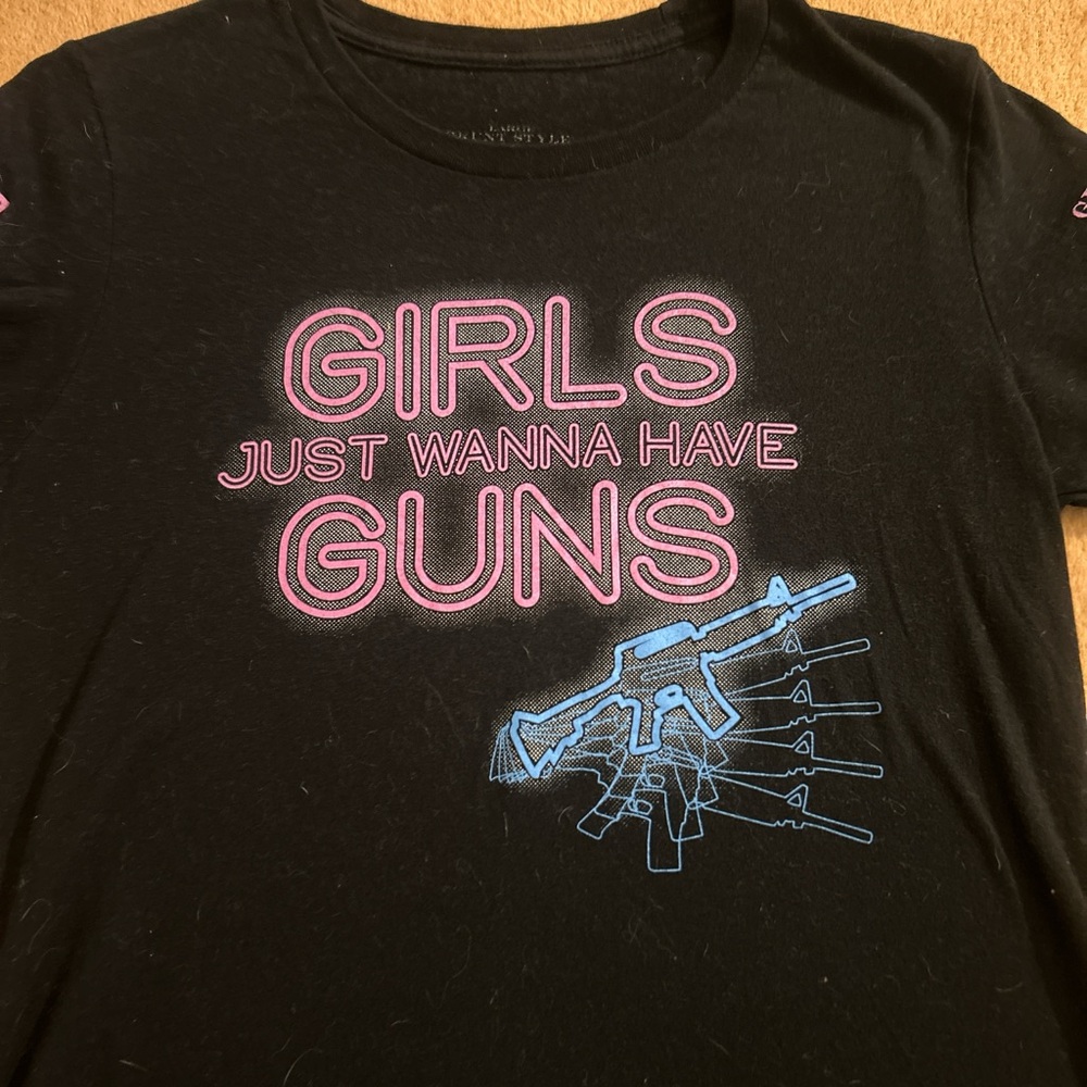 Grunt Style Black Tee with Pink & Blue Graphic